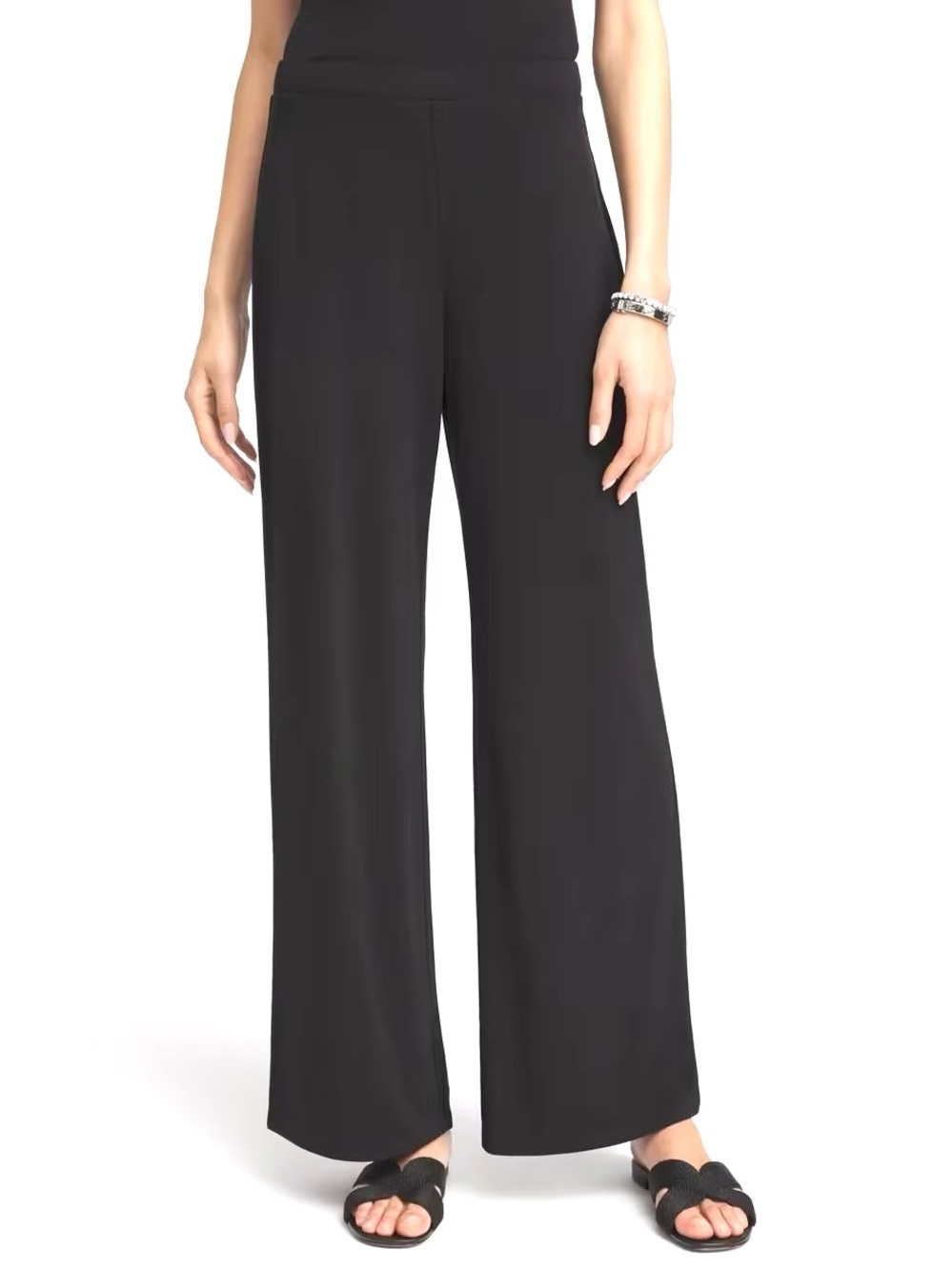Chico’s Travelers™ Knit Wide-Leg Pants Women’s Size M Pull On Elastic Waist